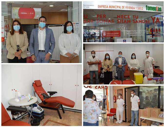 El alcalde, la vicealcaldesa y la directora del ICHH, este mediodía en el nuevo punto de donación en Alcampo/TA.